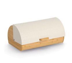ZELLER 25420 Brotkasten, Bambus/Metall, creme, ca. 36 x 21,5 x 17
