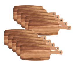 10er SET ZELLER 25552 Schneide-/ Servierbrett mit Griff, Akazie, ca. 52 x 20,5 x 1,2 cm
