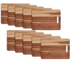 10er SET ZELLER 25554 Schneidbrett aus Akazienholz mit Griffloch, ca. 35 x 25 x 1 cm