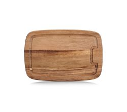 ZELLER 25555 Schneidbrett aus Akazienholz mit Saftrille, ca. 32 x 21 x 1,5 cm
