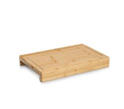 ZELLER 25649 Schneidebrett mit Tablett & Tablet-Halter, Bambus/Kunststoff (PP), ca. 40 x 26,5 x 5,2 cm