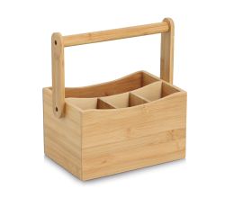 ZELLER Utensilienhalter / Besteckbehälter 25671 mit Tragegriff, Bambus / Organizer