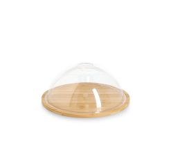 ZELLER 25673 Käseglocke mit Haube, Bambus/Kunststoff, ca. Ø 23,5 x 10,5 cm