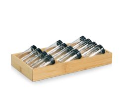 ZELLER 25675 Gewürzeinsatz-Set mit 12 füllbaren Gläsern, Glas/Bambus, 13-tlg., ca. 38 x 20 x 9 cm