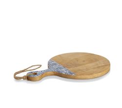 ZELLER 25692 Schneide-/ Servierbrett BLAU mit Griff, Mangoholz, ca. 43 x 30 x 2 cm