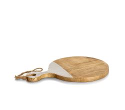 ZELLER 25693 Schneide-/ Servierbrett BEIGE mit Griff, Mangoholz, ca. 43 x 30 x 2 cm