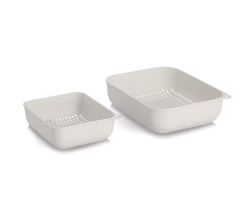 ZELLER 26493 Sieb-Set 2-tlg. aus Kunststoff, creme, ca. 23,8 x 18,7 x 6,7 cm