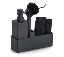 ZELLER 26495 Spülbecken-Organizer aus Kunststoff, schwarz, ca. 20,2 x 7 x 20 cm