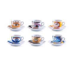 ZELLER 26510 Espresso-Set MAGIC EYES, 12-tlg., Porzellan