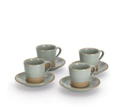ZELLER 26538 Espresso-Set GRAU/BRAUN, 8-tlg., Steingut