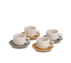 ZELLER 26539 Espresso-Set FLOWERS, 8-tlg., Steingut