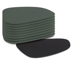 10er SET ZELLER 27150 Platzset 2 TONE, Kunstleder, schwarz/dunkelgrün, ca. 34 x 42 cm