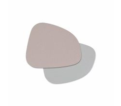 ZELLER 27154 Glasuntersetzer-Set 2 TONE 4-tlg., Kunstleder, greige/grau, ca. 10 x 12 cm