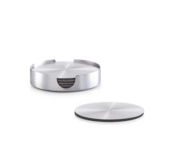 ZELLER 27239 Glasuntersetzer-Set EDELSTAHL 7-tlg, Edelstahl 18/0, ca. Ø 10 x 1,8 cm
