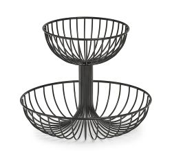 ZELLER Obst-Etagere 27415 mit zwei Ebenen, Metall, schwarz, ca. Ø 32 x 25,8 cm