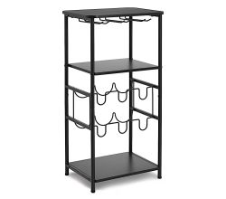 ZELLER Weinregal 27458 mit Weinglashaltern, Metall/Holz, schwarz ca. 40 × 30 × 80,5 cm