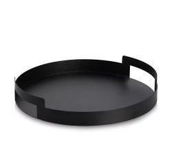ZELLER 27460 Serviertablett aus Metall, schwarz ca. Ø 33 x 5,5 cm