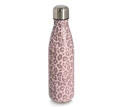 ZELLER 27467 Trinkflasche 500 ml LEO aus Edelstahl, rosé/beige, ca. Ø 7 x 26 cm