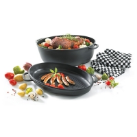 Gänsebräter RUSTICA oval 34 cm mit Deckel, Gusseisen, induktionsfähig / Bräter / Gansbräter